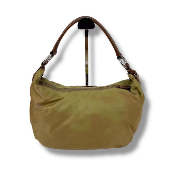 Prada One Shoulder Bag Triangle Logo Hobo Soho Khaki Brown Tessuto Nylon - Picture 3 of 12